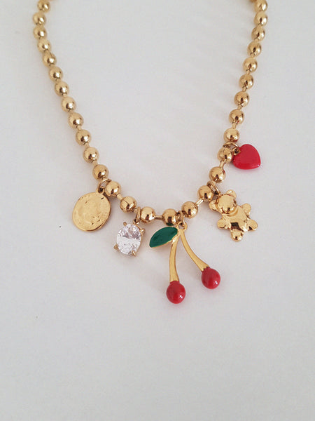 CHERRY & TEDDY NECKLACE