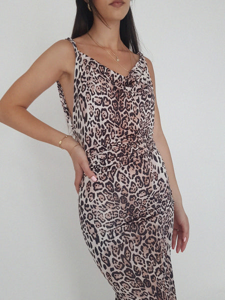 LEOPARD BACKLESS DRESS