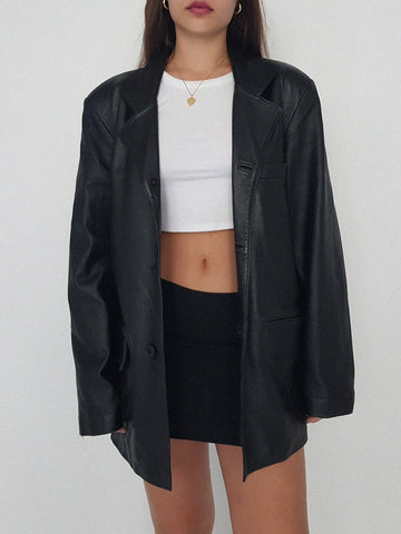 LEATHER COAT  0021 // vintage