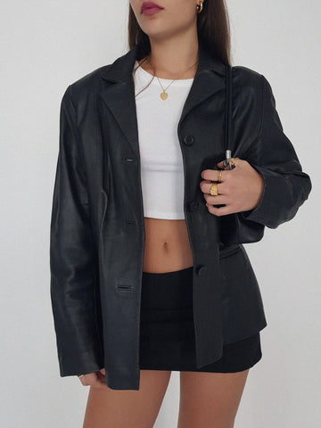 LEATHER COAT  0030 // vintage