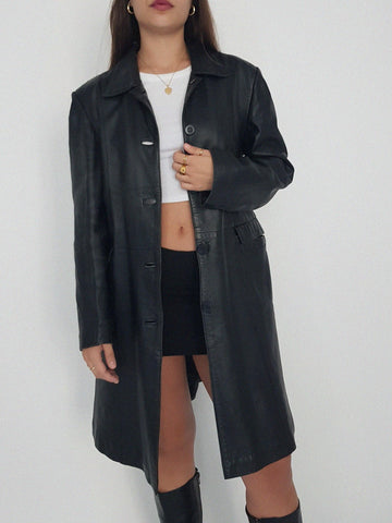 LEATHER COAT  0032 // vintage