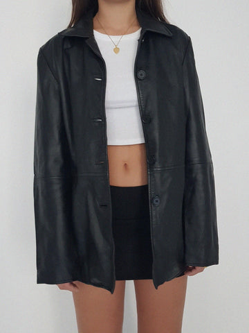 LEATHER COAT  0033 // vintage